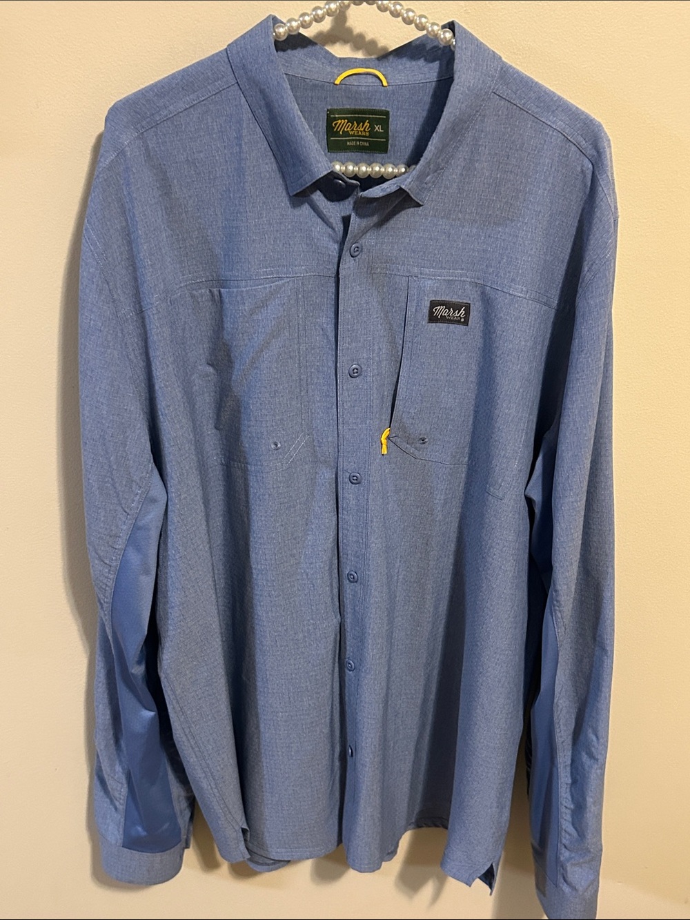 Marsh Wear Men's XL Lenwood Tech Long Sleeve Performance Fishing Shirt Blue